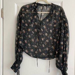 Topshop black floral sheer top
